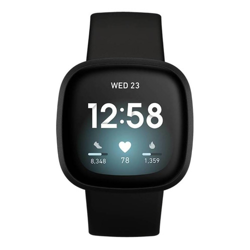 Smartwatch Fitbit Versa 3 1.58" caja de  aluminio anodizado  black aluminum, malla  black de  elastómero y aluminio anodizado FB511