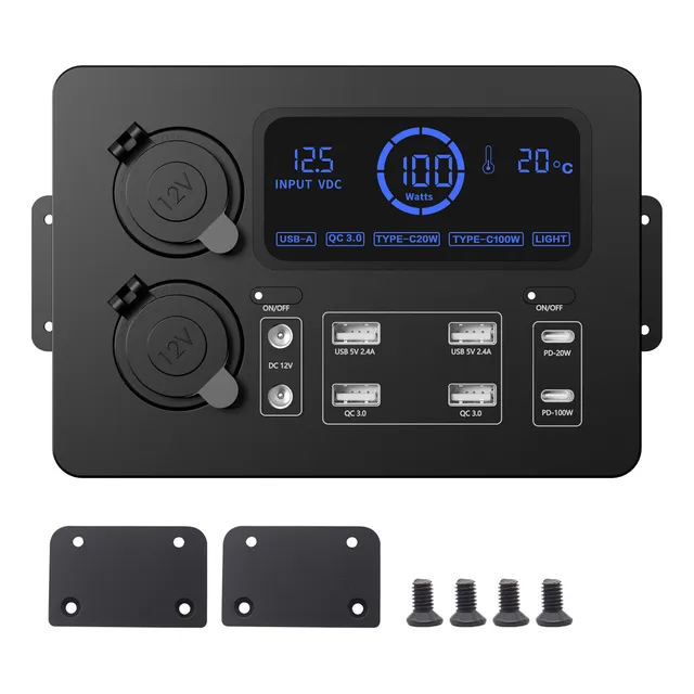 Caja De Alimentación Portátil De 12 V 100 W: Lcd, Usb-c, Led