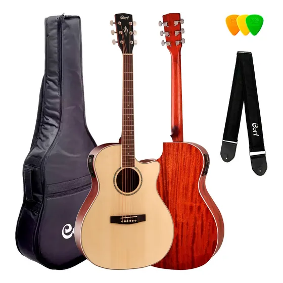 Violão Elétrico Aço Cort Ga Medx Op Grand Auditorium C/ Bag