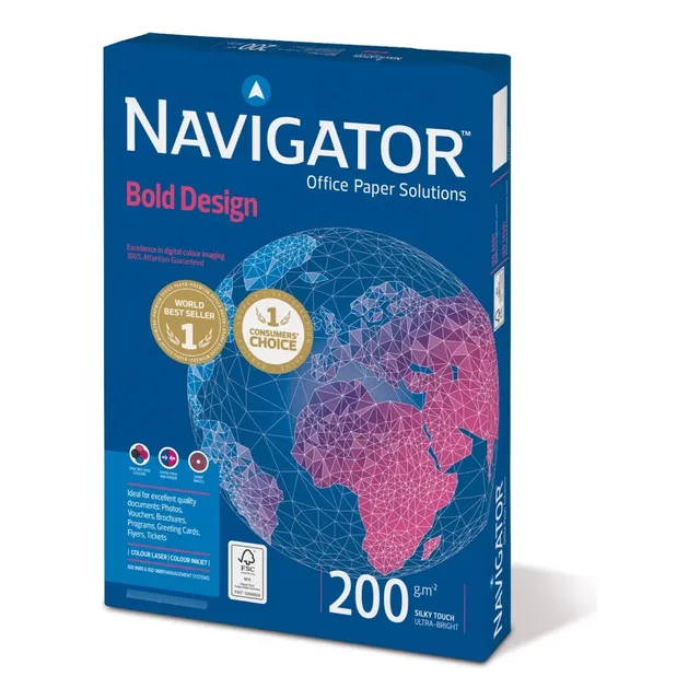 Papel Opalina Mate Navigator 200grs Doble Faz A4 X 150 Hojas