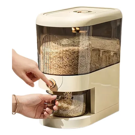 Pote Dispensador 5kg Arroz Feijão Grãos Com Medidor Vedação Creme