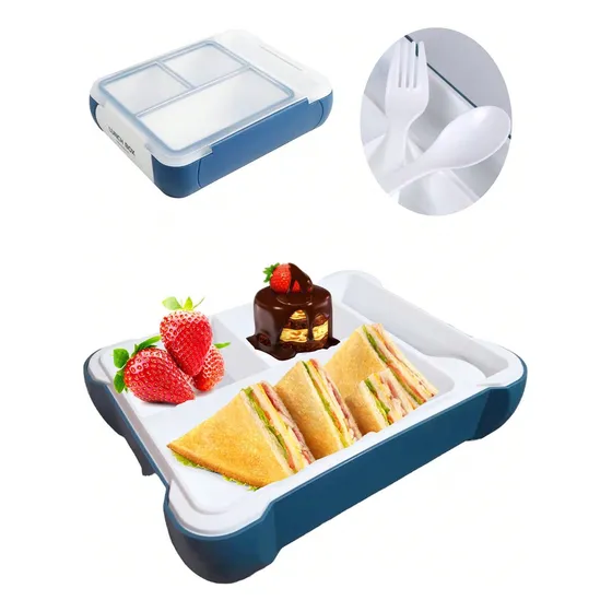 Lunch Box Rectangular Con Cubiertos Hermética Antiderrames