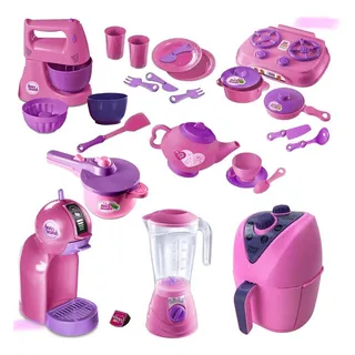 Cozinha Infantil Completa 29pçs Air Fryer Liquidificador Bat Cor Rosa Zuka Toys Cozinha Infantil Completa 29pçs Air Fryer Liquidificador Bat Cor Rosa Zuka Toys