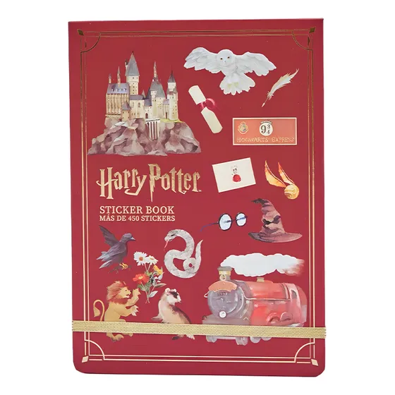 Cuaderno Libreta Harry Potter Mooving Maw 450 Stickers Color Rojo