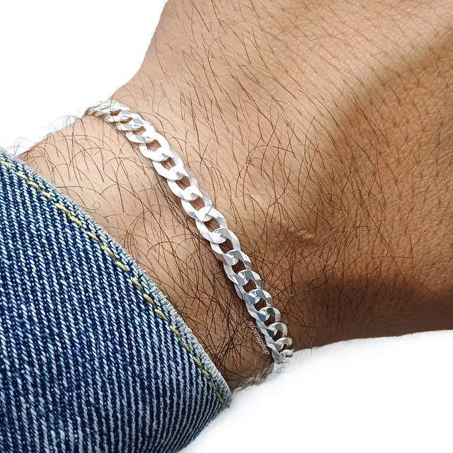 Pulsera Cubana Plata 925 5mm Tejido Cubano