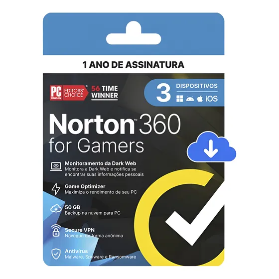 Antivírus Norton 360 For Gamers, 3 Dispositivos, 12 Meses