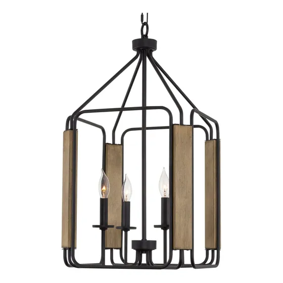 Langston Lampara Colgante Casa Campo 28 4 Luz Madera