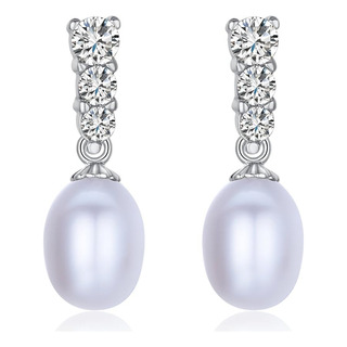 Aretes Plata Perlas Autenticas Con Diamantes Zirconia Aretes Plata Perlas Autenticas Con Diamantes Zirconia