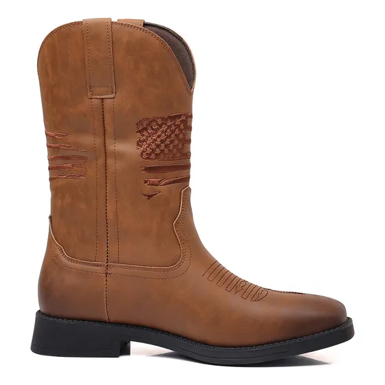 Botas Vaqueras Hombres Hombre Casuales Con Punta Cuadrada