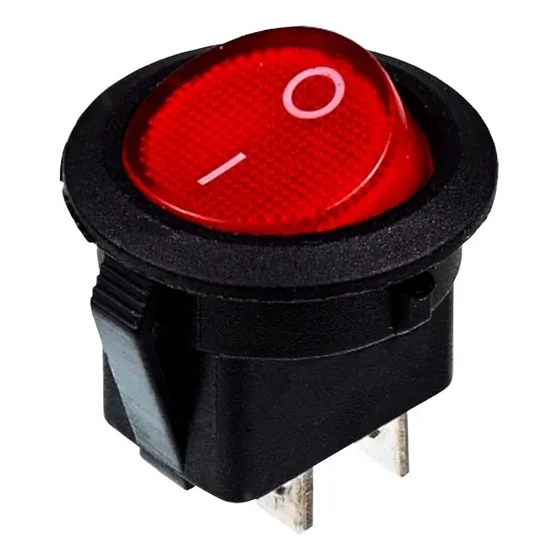 Mini Switch Balancin On/off Circular 2pin 3a 250v Rojo/negro