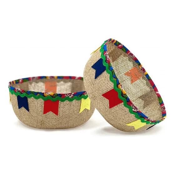 Cachepot De Juta 9x20cm Enfeite Festa Junina