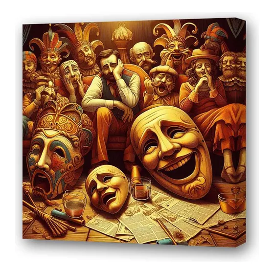 Cuadro 45x45cm Teatro Mascaras Comedia Drama Arte C4