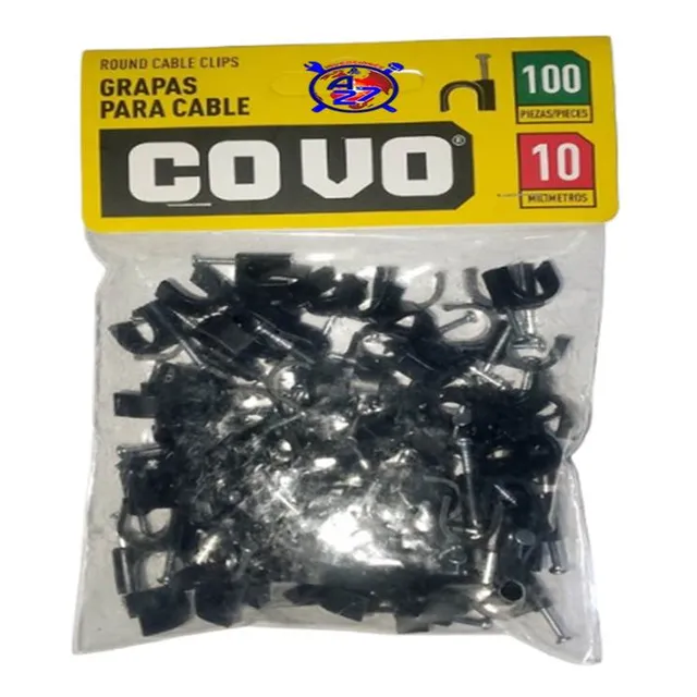 Grapas Plásticas Para Cable 10mm Bolsa 100unid Negras