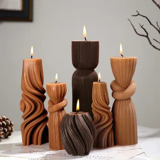 Juego De 6 Velas De Pilar Acanaladas Aroma A Cera De Soja Juego De 6 Velas De Pilar Acanaladas Aroma A Cera De Soja