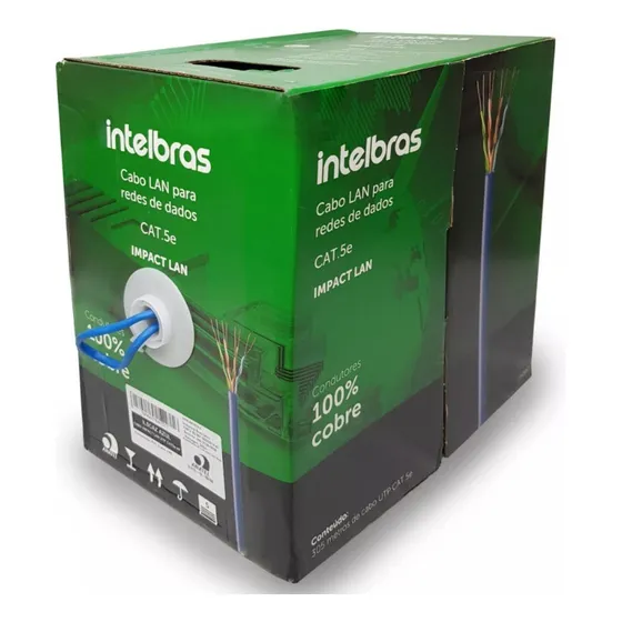 Cabo Utp Cat5e 100% Cobre Intelbras Impact Lan Azul 305m