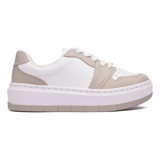 Tênis Feminino Vizzano Flatform Recortes Branco/cinza