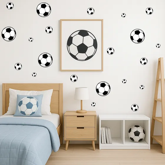Adesivo De Parede Bolas De Futebol Decoração Quarto Sala