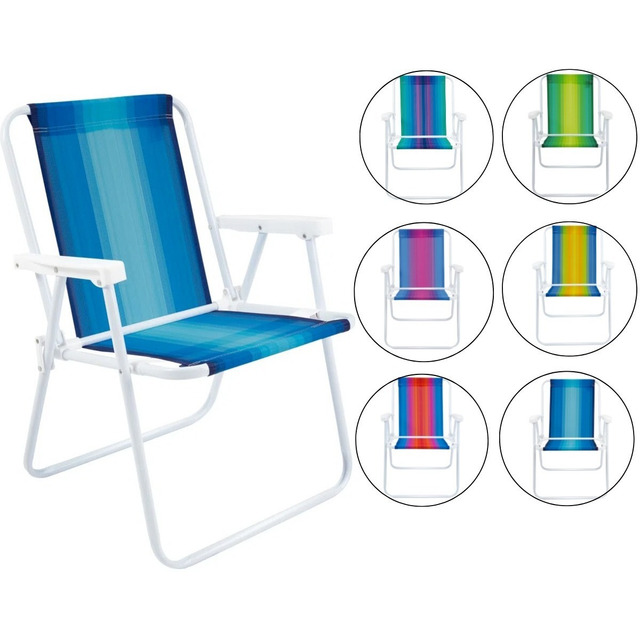 Cadeira De Praia Reclinavel Mor Aço Sortida Unitário Oferta Cadeira De Praia Reclinavel Mor Aço Sortida Unitário Oferta