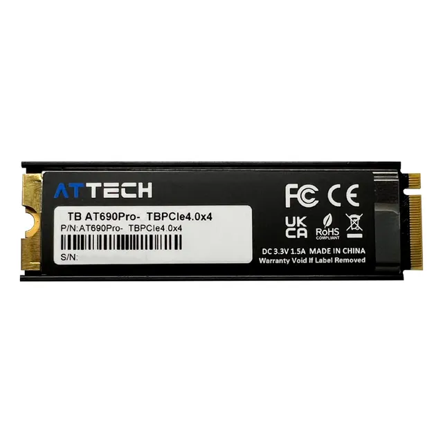 Disco Solido Ssd Attech At690pro M2 Nvme Pcie Gen 4.0 X4 1tb Color Negro