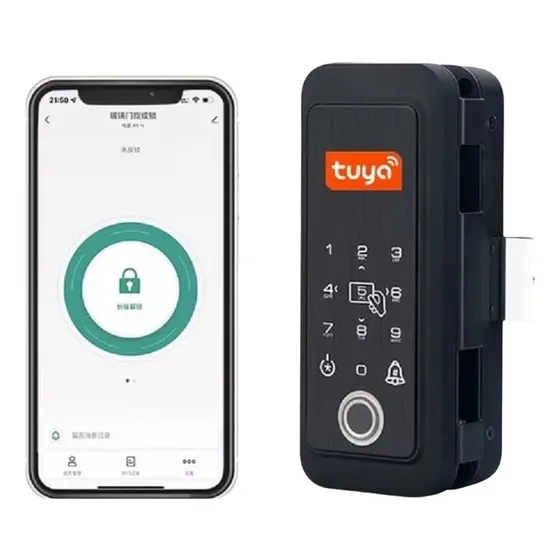 Fechadura Digital Porta Vidro A Prova D'agua Biometria App