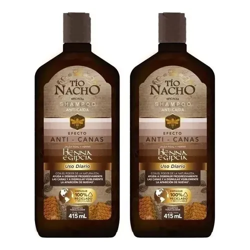 2 Pz Shampoo Tio Nacho Henna Egipcia Anti Canas + Envio