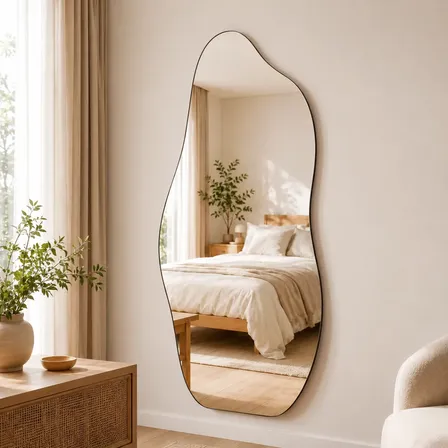 Espelho Mirano Orgânico Madrid 80x40cm Lapidado Design Luxo Suporte