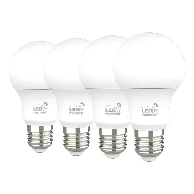 Ampolleta led Macrotel LB-A6049C Bulbo color blanco cálido 9W 220V 3000K 800lm por 4 unidades