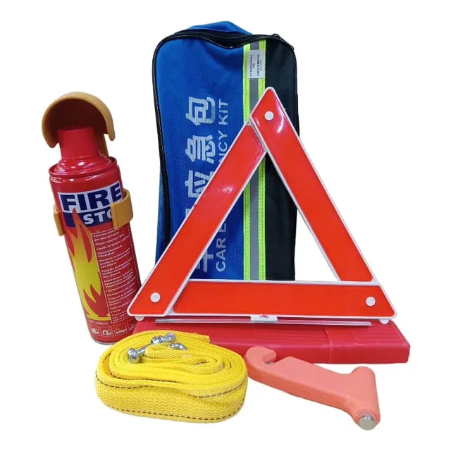 Kit Extintor Triangulo Zincha, Con Estuche Para Auto Moto