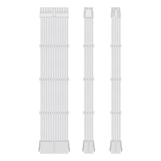 Kit 3 Cabo Sleeved Full White Extensor 1x24p 1x4+4p 1x6+2p