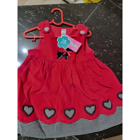 Vestido De Gala Bautizo Para Nena, En Gamuza Roja Terciopelo