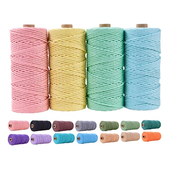 4pzs Hilo Cuerda De Algodón 3mm X 400m Para Macrame Teje