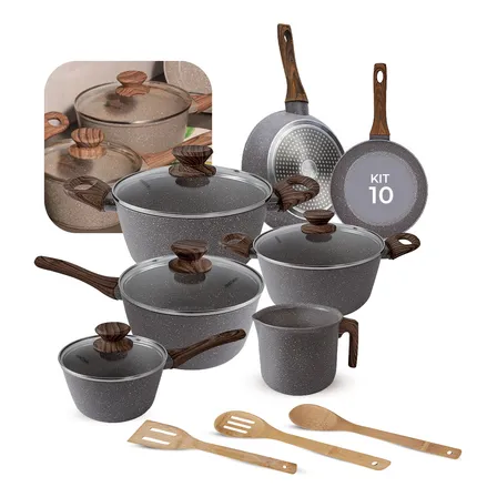 Jogo De Panelas Antiaderente Cerâmica Mimo Style 10 Peças Grafite