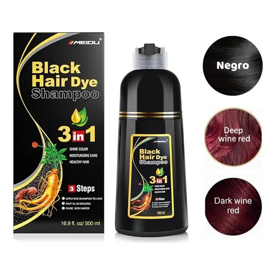 Shampoo Tinte Para Cabello Negro Rojo Y Marron Cubre Canas