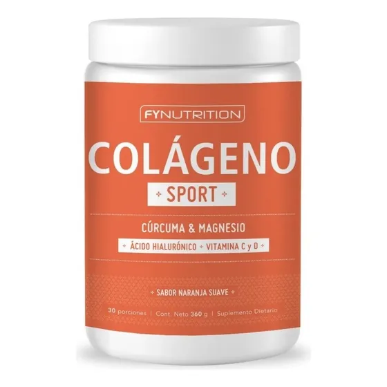 Colágeno Hidrolizado Sport Fynutrition con Citrato de Magnesio y Cúrcuma en Pote de 360gr Sabor Naranja Suave