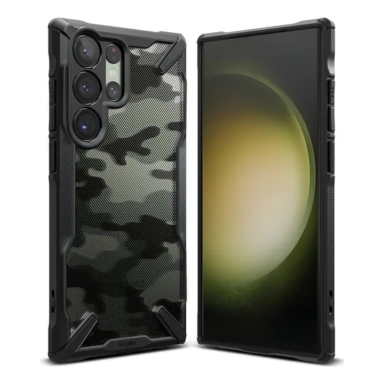 Case Funda Estuche Ringke Fusion X para Samsung Galaxy S23 Ultra - Camo Antichoque Antideslizante Delgado Grado Militar Camuflado Soporte Correas Rígido