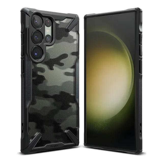 Case Funda Estuche Ringke Fusion X para Samsung Galaxy S23 Ultra - Camo Antichoque Antideslizante Delgado Grado Militar Camuflado Soporte Correas Rígido
