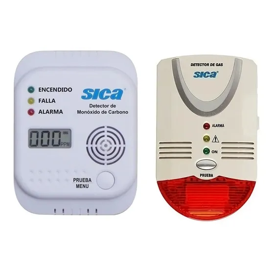 Kit Detector Monoxido De Carbono + Gas Natural Envasado Sica