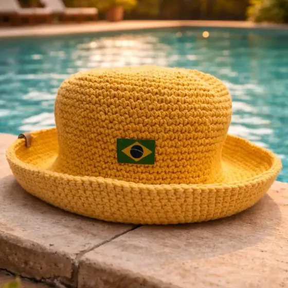 Bucket Hat Crochê Cata Ovo Duas Marias Brasil Unissex Copa