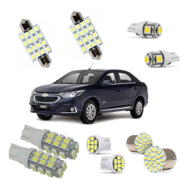 Kit Lâmpadas Led Chevrolet Cobalt Pingo Teto Placa Re Novo