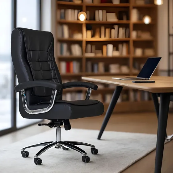 Cadeira Ergonômica Fratini Presidente 150kg Encosto Reclinável Preto NR17 Sistema Relax Com Trava