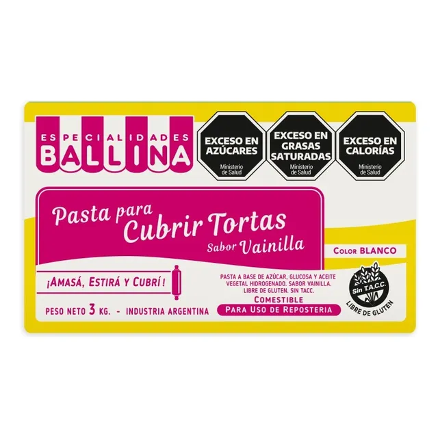 Pasta Ballina 3 Kilos Vainilla O Chocolate Cubrir Tortas