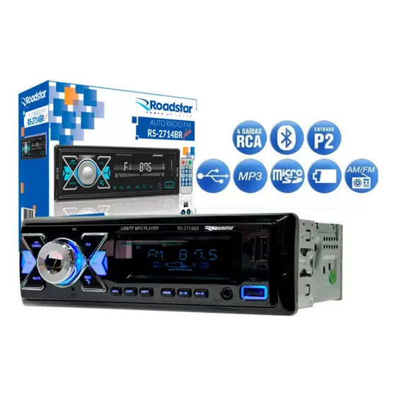 Rádio Roadstar RS-2714BR PLUS Bluetooth 4x55w rms Automotivo
