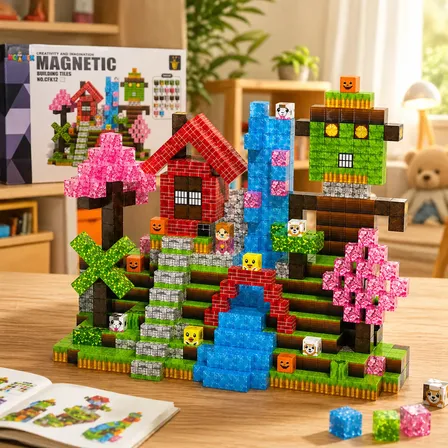 Blocos Magnéticos 100 Peças Brinquedo Educativo Minecraft 100 Blocos De Construção