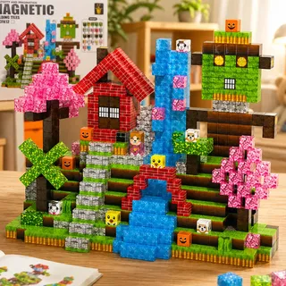 Blocos Magnéticos 100 Peças Brinquedo Educativo Minecraft 100 Blocos De Construç
