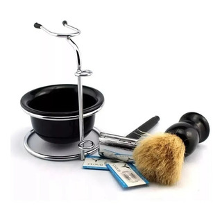 Kit Barba Vintage RetrĂŽ Barbearia Navalha Pincel Banheiro Kit Barba Vintage RetrĂŽ Barbearia Navalha Pincel Banheiro