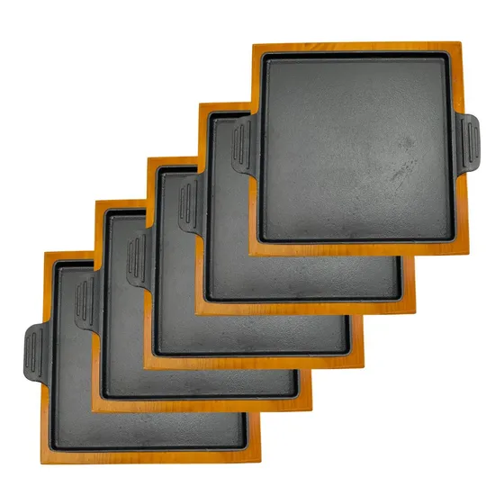 Kit Rustico 5 Chapa Quadrada 5 Tabua Picanha Carne Petisco