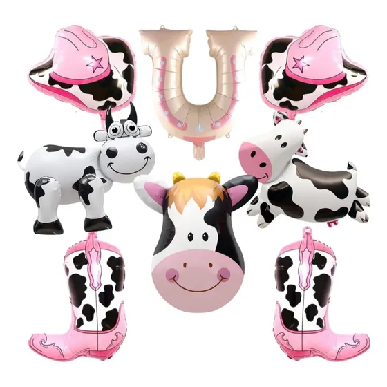 Arco Globos Vaca Y Rosas Para Fiestas Kit De Cumpleaños