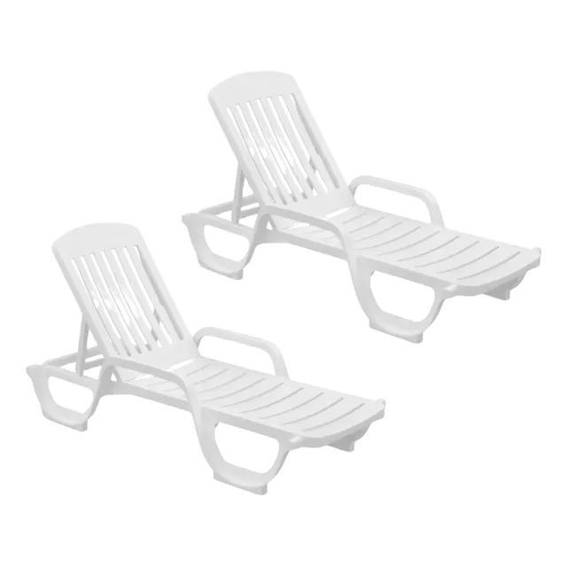 Kit 02 Espreguiçadeira Piscina Em Plástico Com Rodinhas