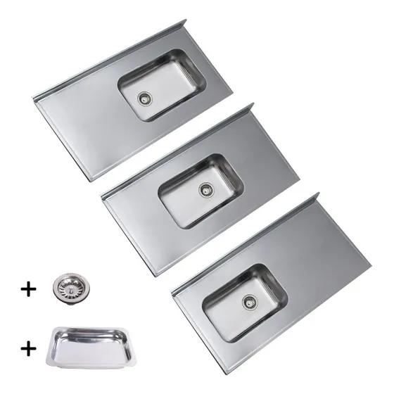   Mesada 120cm Bacha Simple De Acero Inoxidable Grueso -  100% Calidad  + Asadera De Acero Profesional De Regalo + Envio