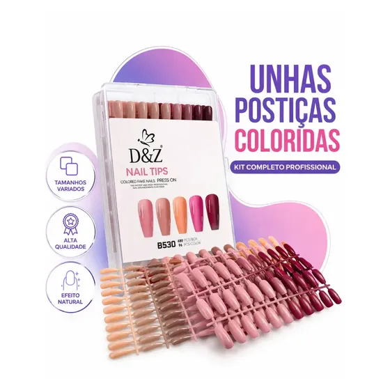 Unhas Soft Gel D&z 480 Tips Bailarina Alongamento